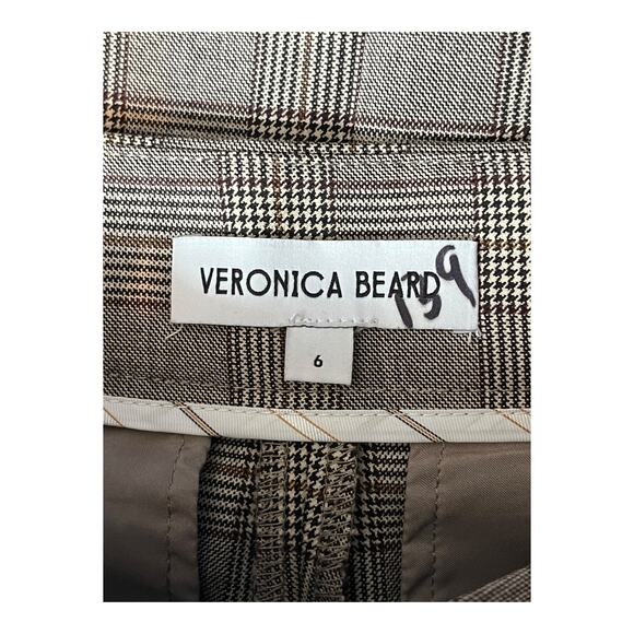 Veronica Beard Pants Arte straight cropped plaid brown size 6 - Picture 5 of 8